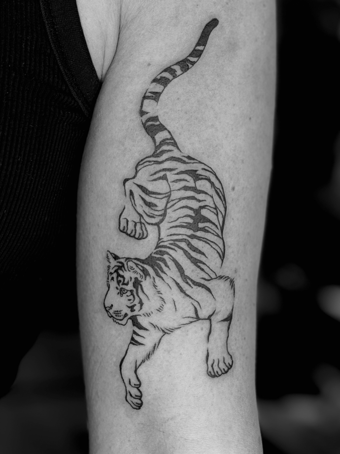 tiger tattoo flow black lines