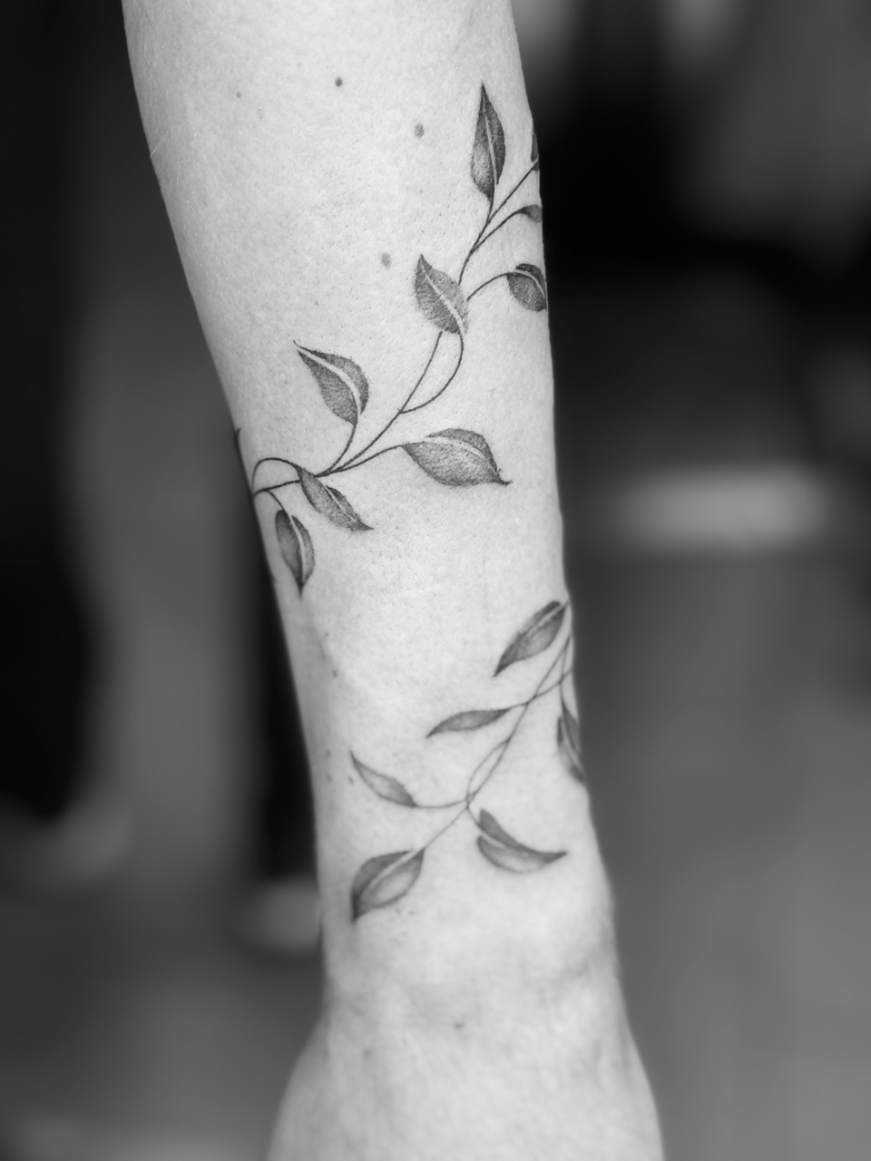 freehand branch tattoo fine line