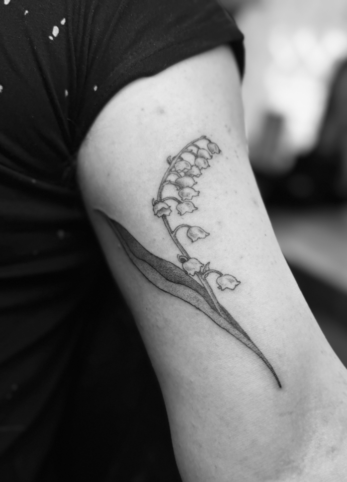 lily of the walley tattoo fine line